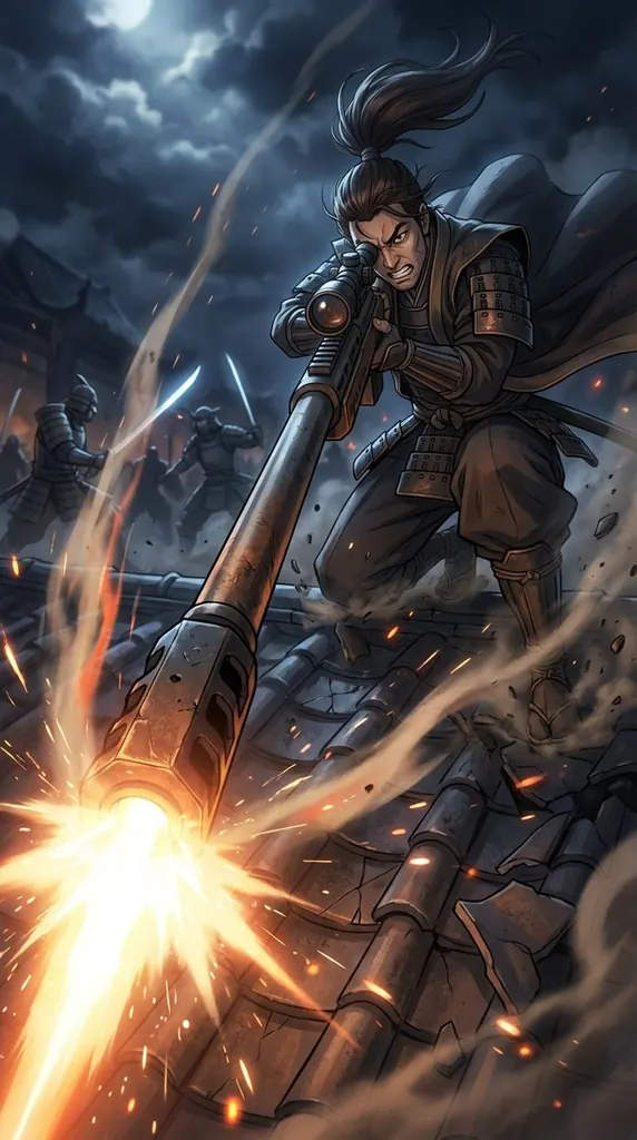 Samurai Sniper Extreme Low-Angle Prompt