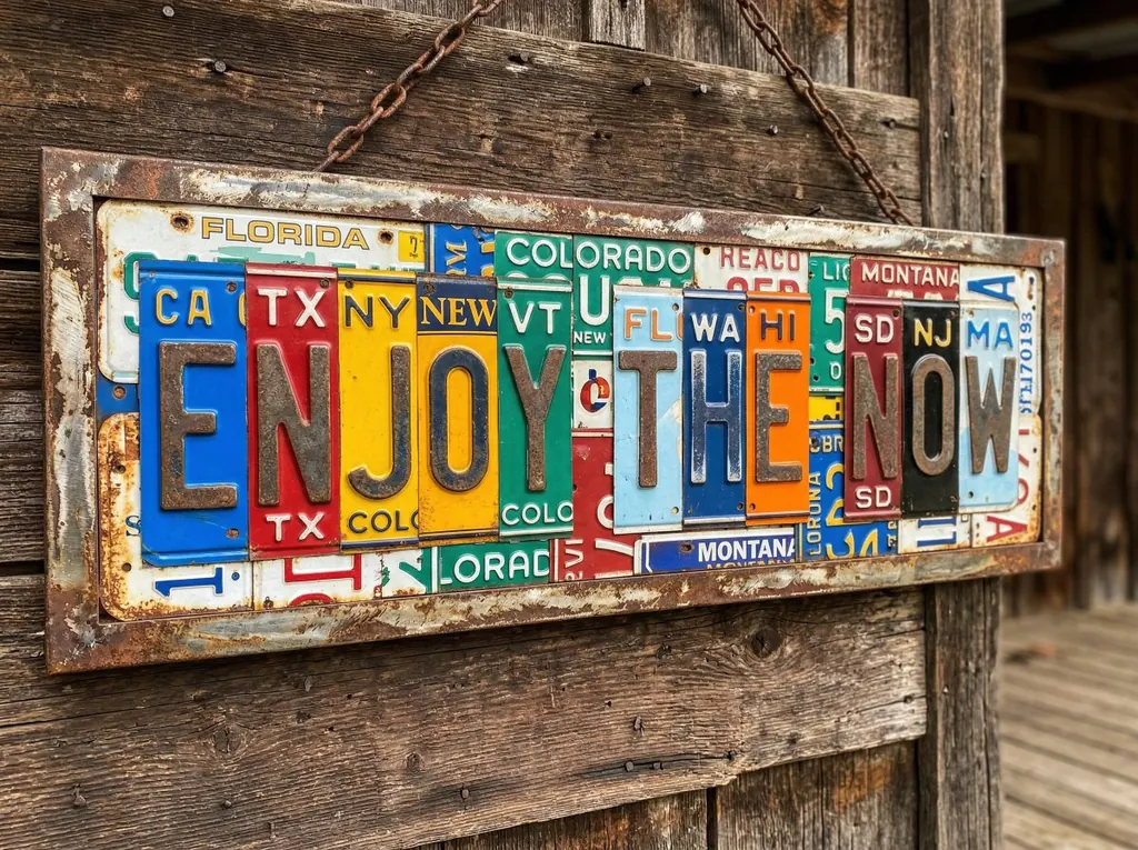 Distressed License Plate Sign
