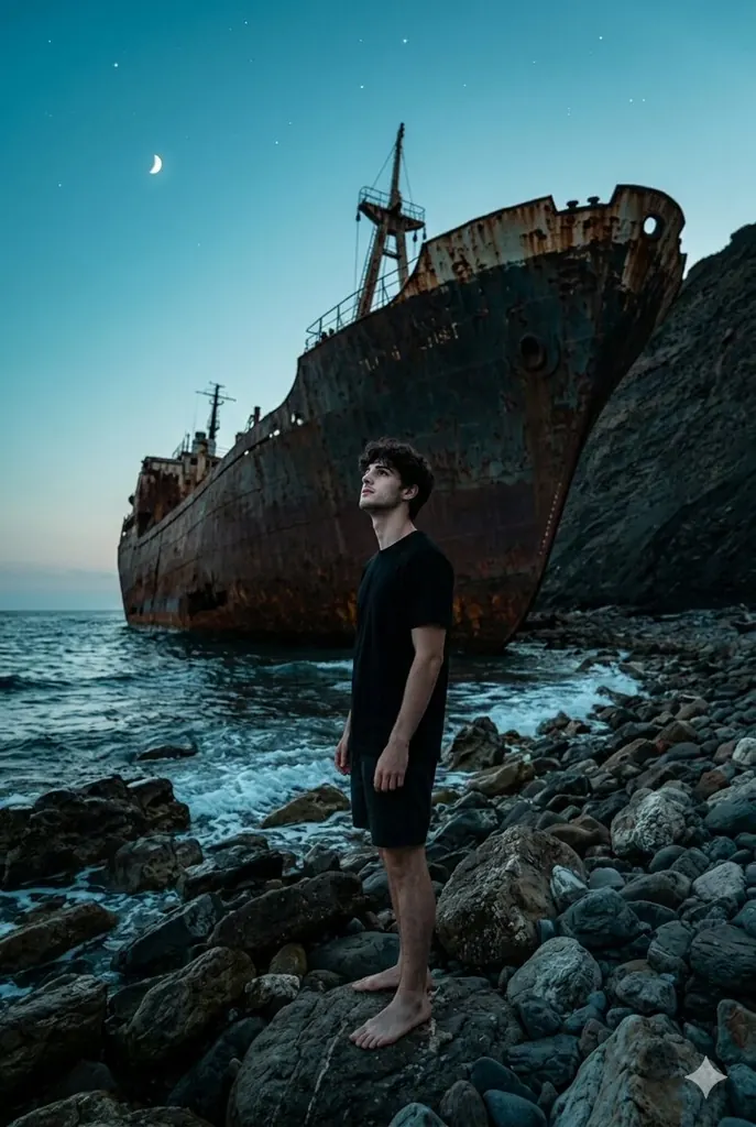 Shipwreck Twilight Scene