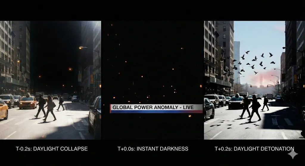 Hyper-Real 16K Documentary Shot: The Sun Flickers Off