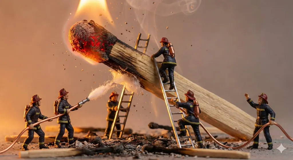 Tiny People, Giant Problem Diorama Prompt