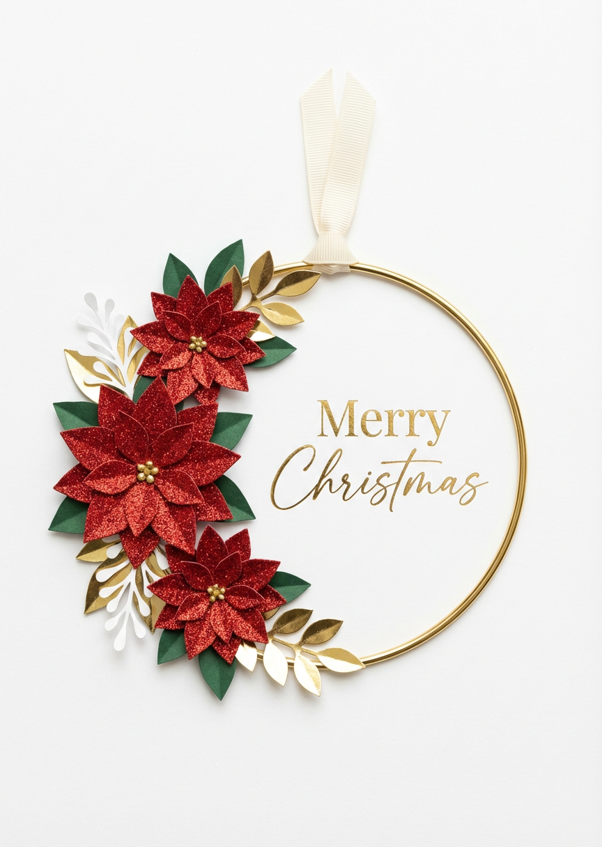 Modern Gold Hoop Wreath with Foil Text