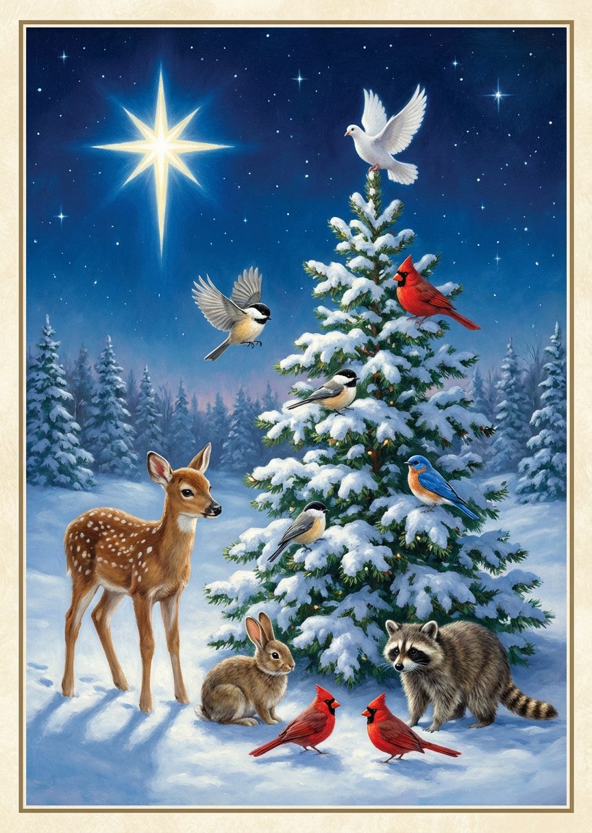 Peaceful Woodland Animals at Night