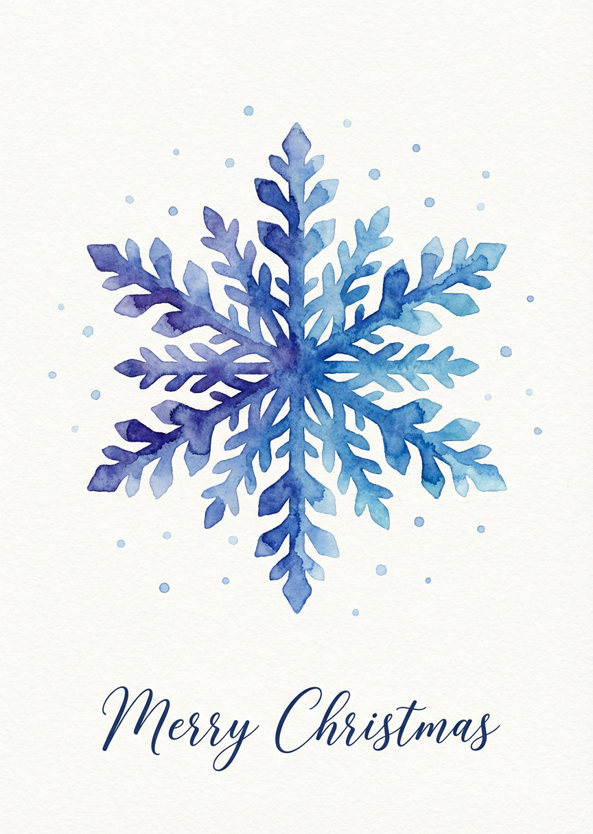 Minimalist Watercolor Snowflake Card