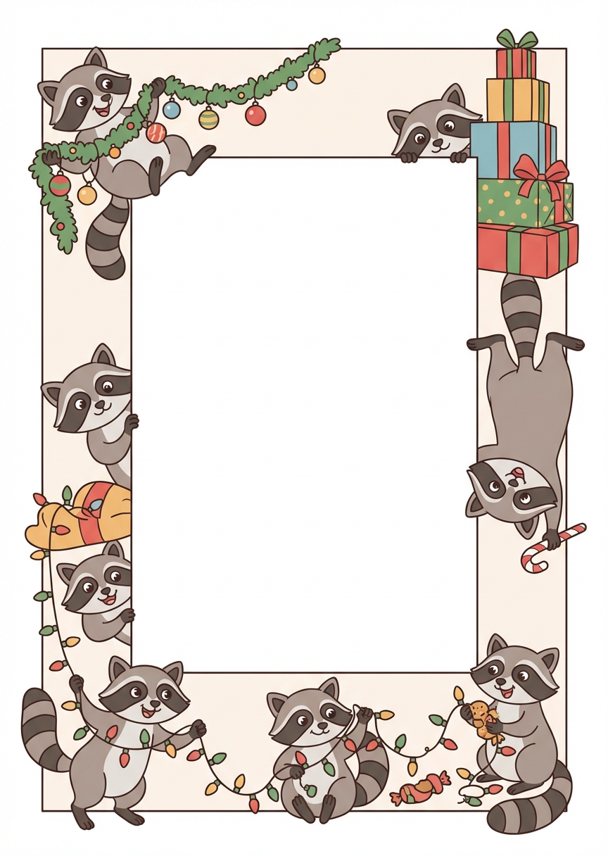 Christmas Raccoons · Sneaky Theft Frame