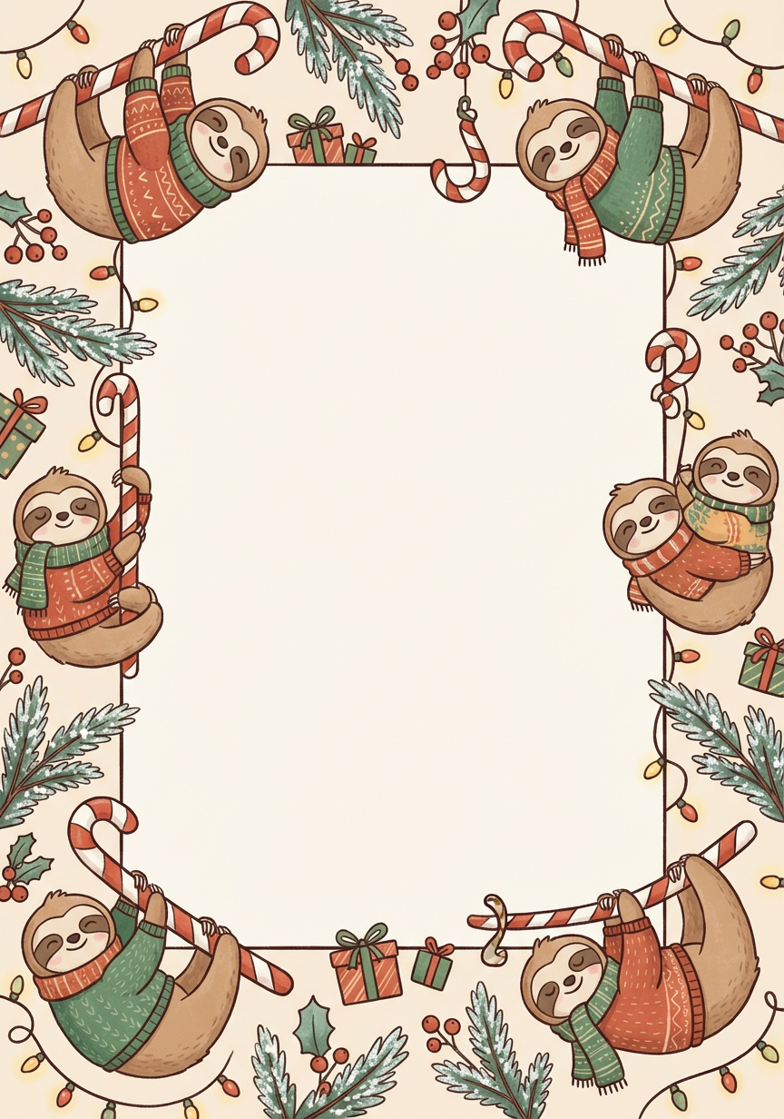 Lazy Sloth Style Animated Christmas Photo Frame