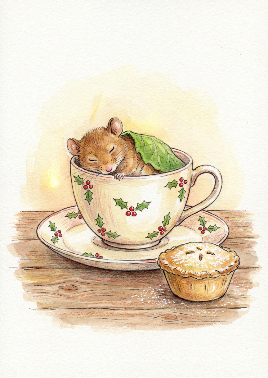 Dormouse Asleep in Teacup