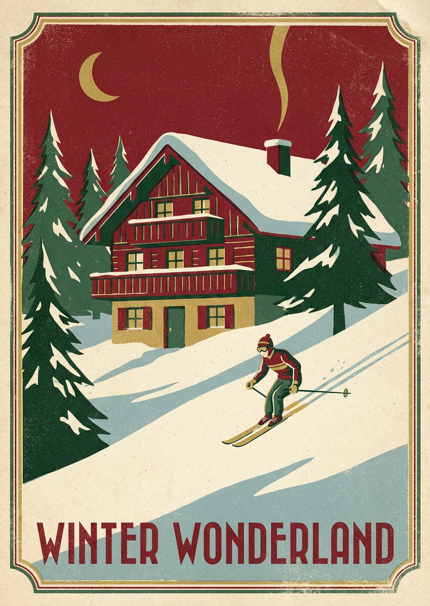 Vintage Travel Poster Winter Scene