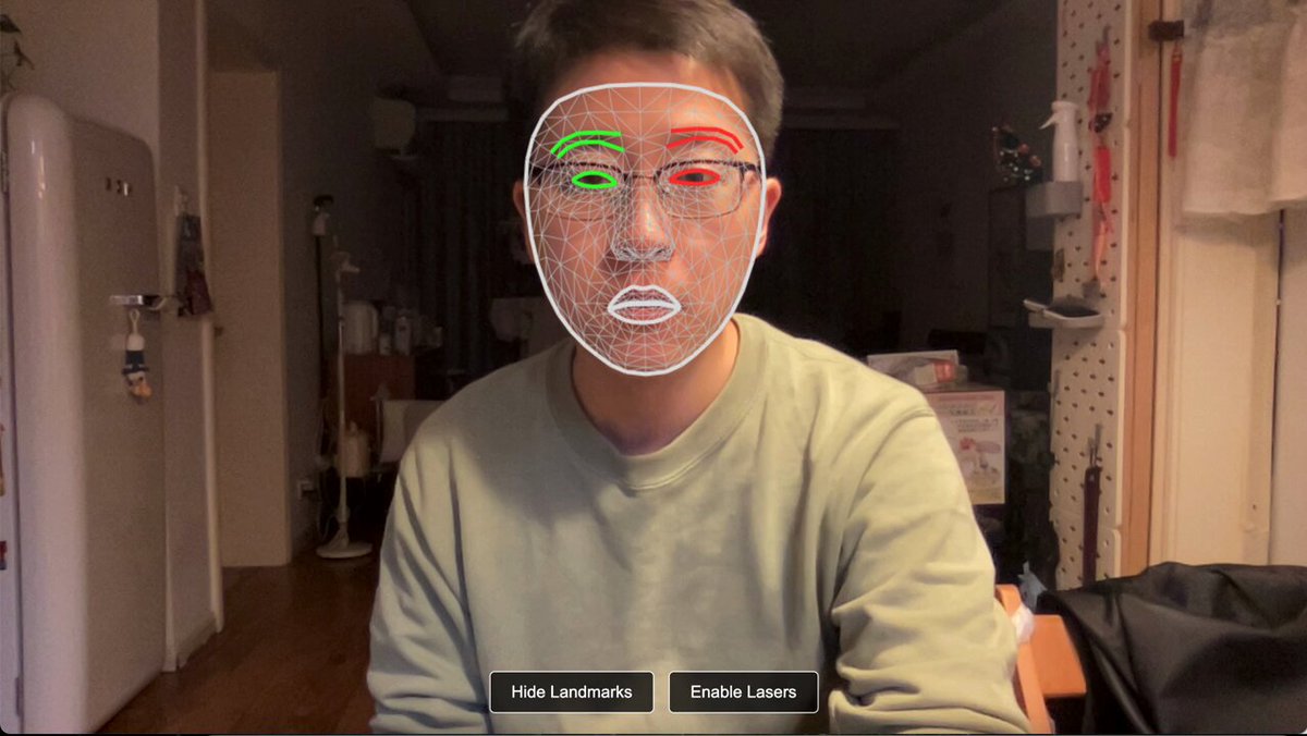 Laser eye effect web demo with Mediapipe and Three.js