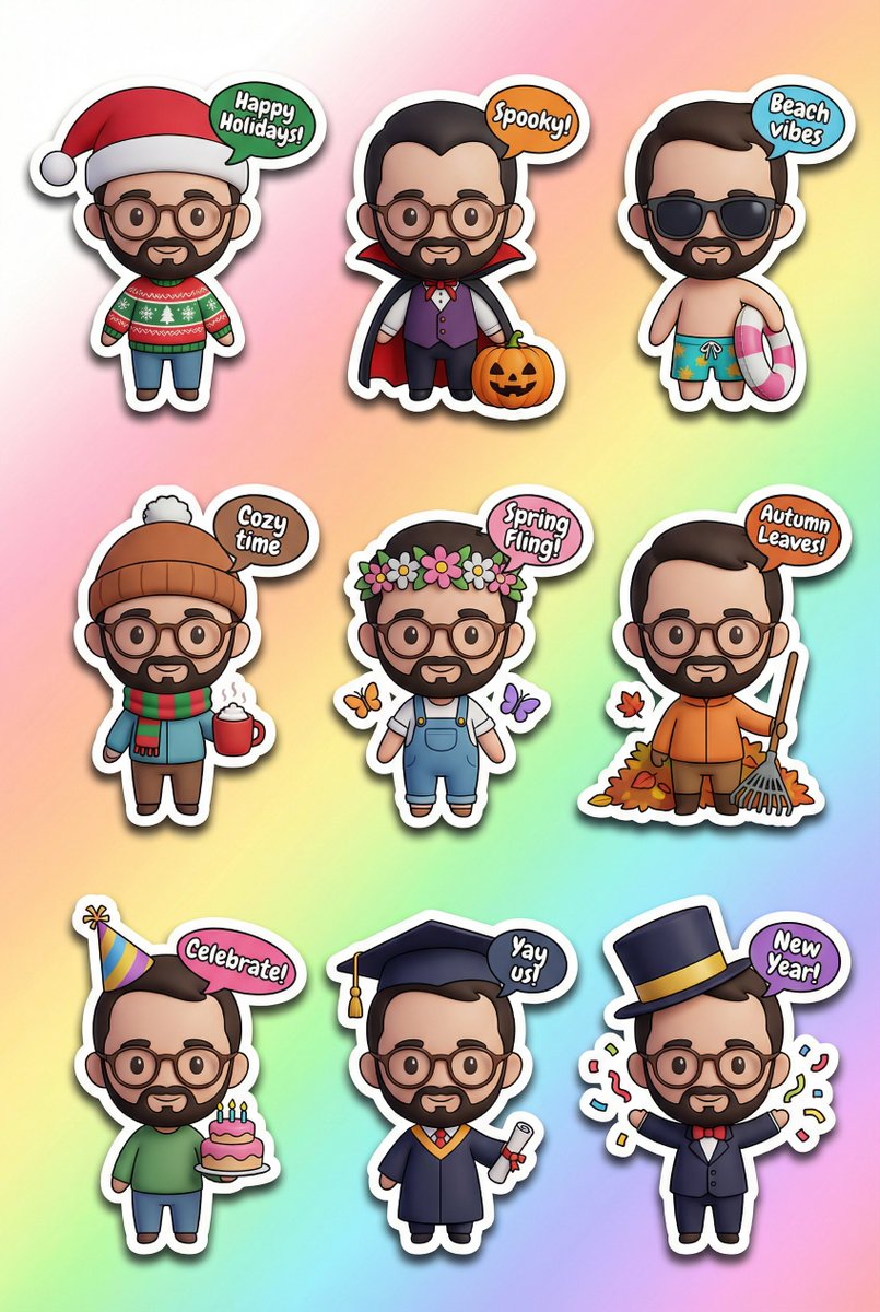 3D Kawaii Seasonal Sticker Sheet