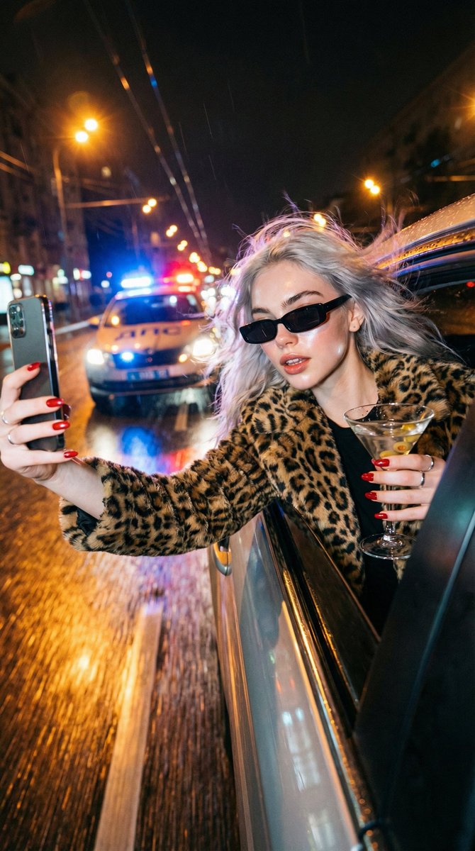 Ultra-Realistic Cinematic Night Street Selfie During a High-Speed Escape