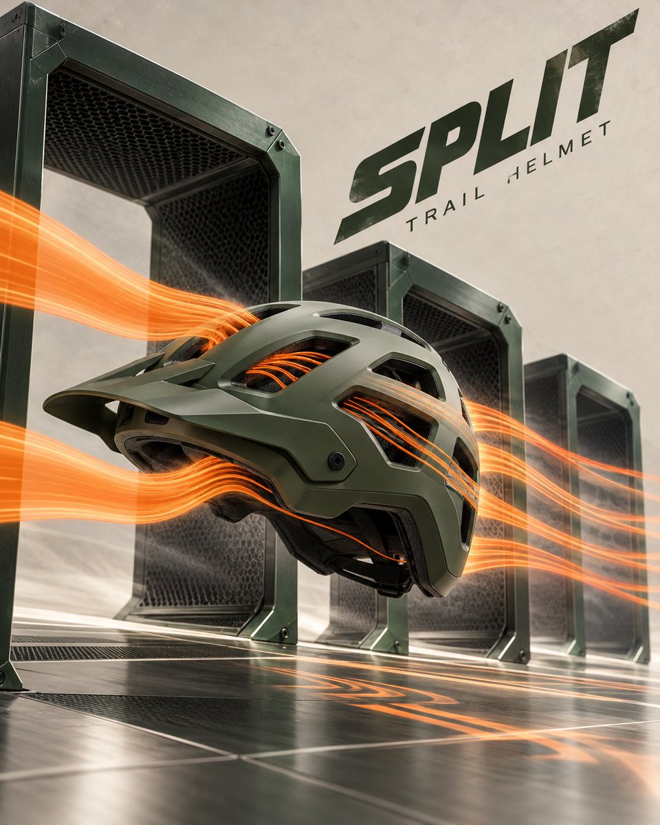 Product Marketing - Cycling Helmet Engineering Poster with Airflow Visualization