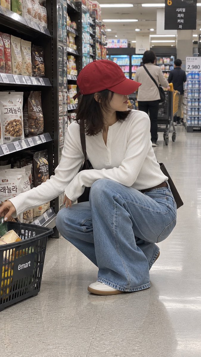 E-commerce Main Image - Candid Korean Supermarket Shopper