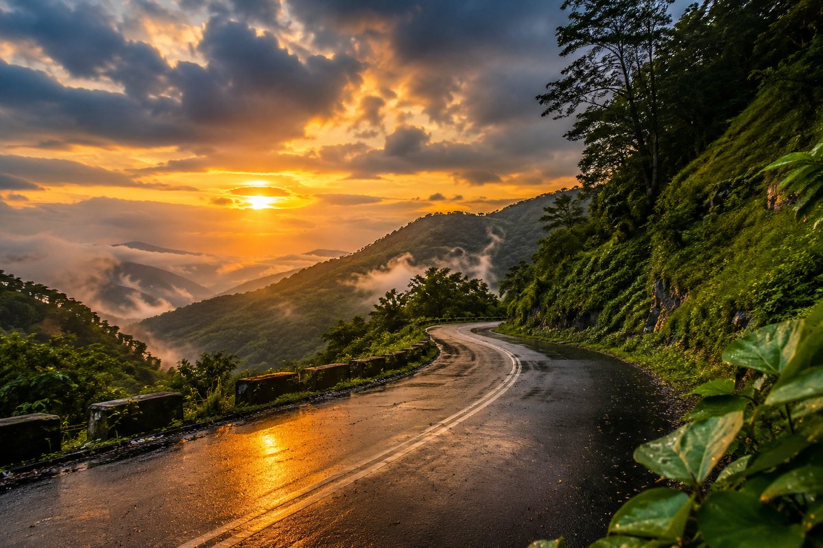 Social Media Post - Breathtaking Mountain Road Sunset