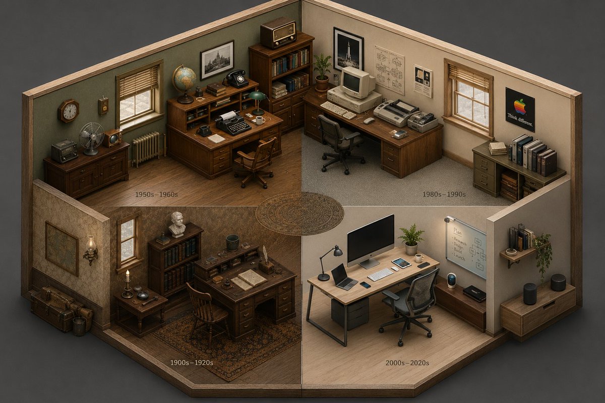 Infographic / Edu Visual - Isometric Room History Timeline
