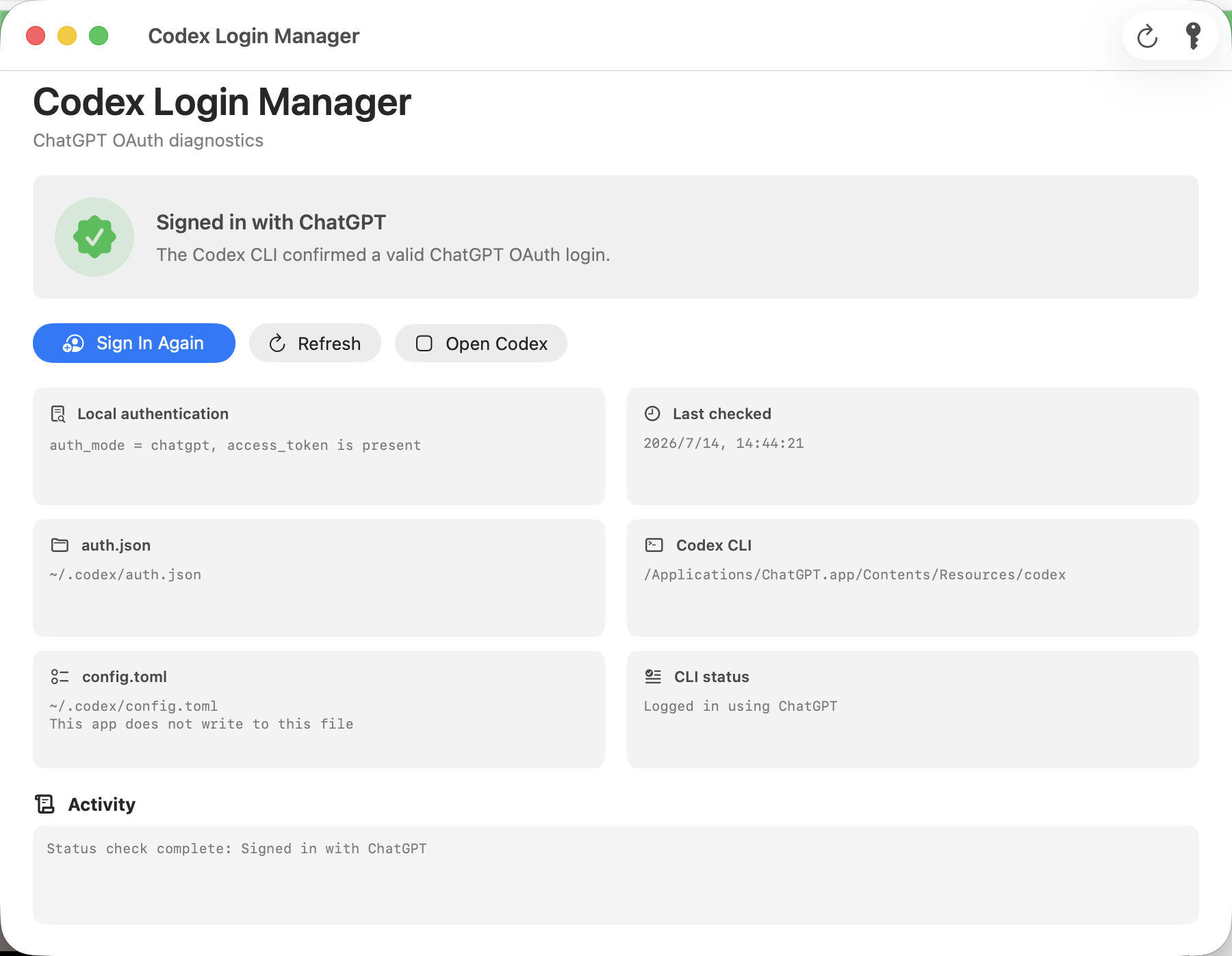 Codex Login Manager screenshot 1