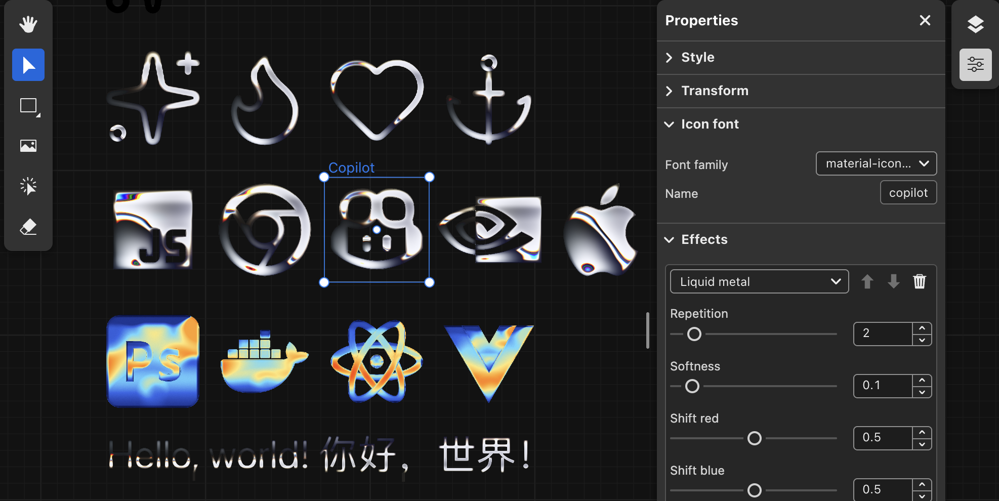 iconfont with filters