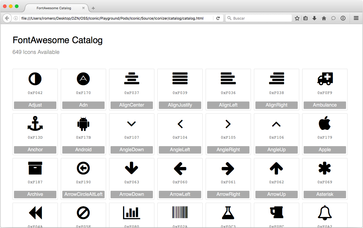 Icon Font Catalog