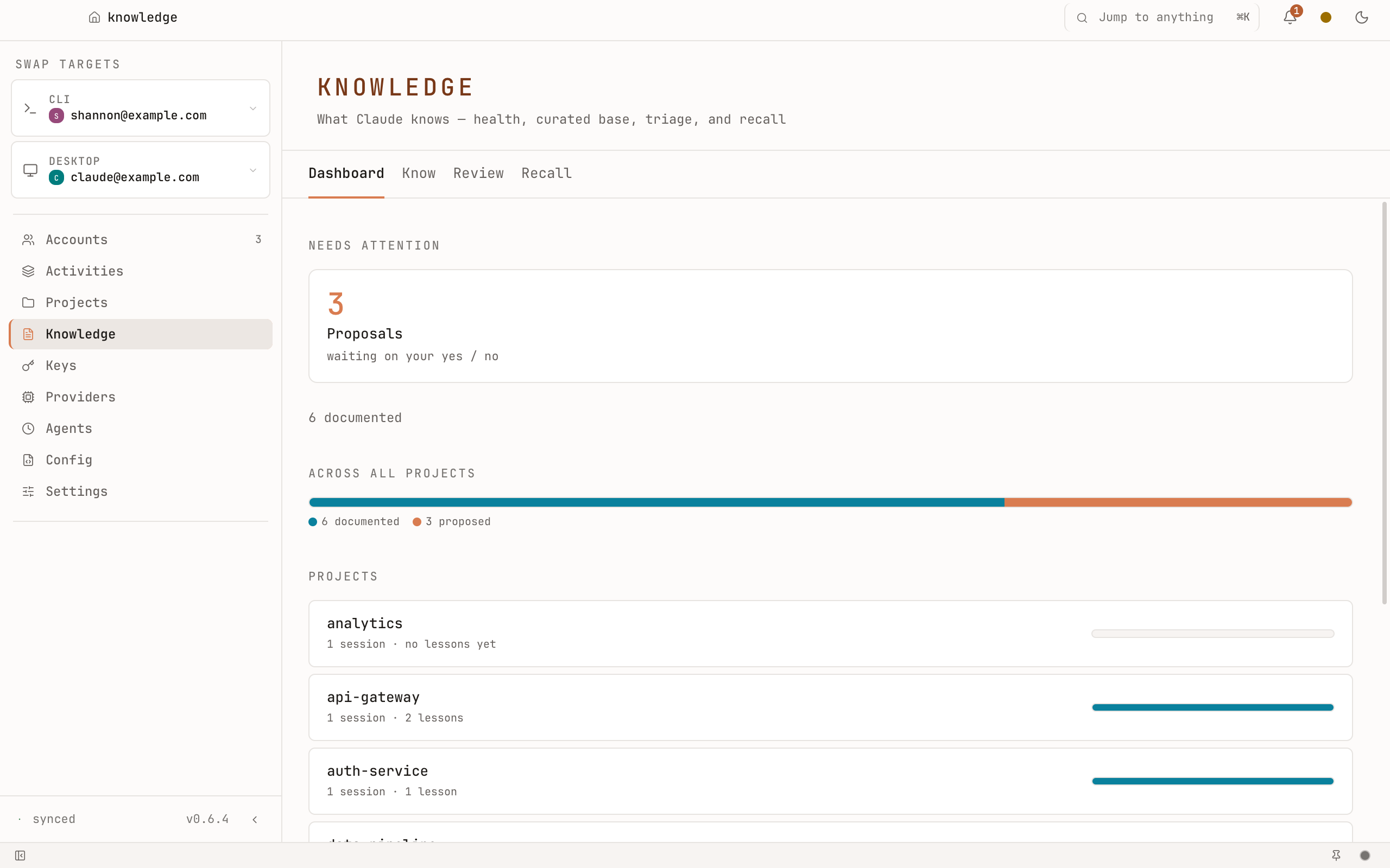 Knowledge tab