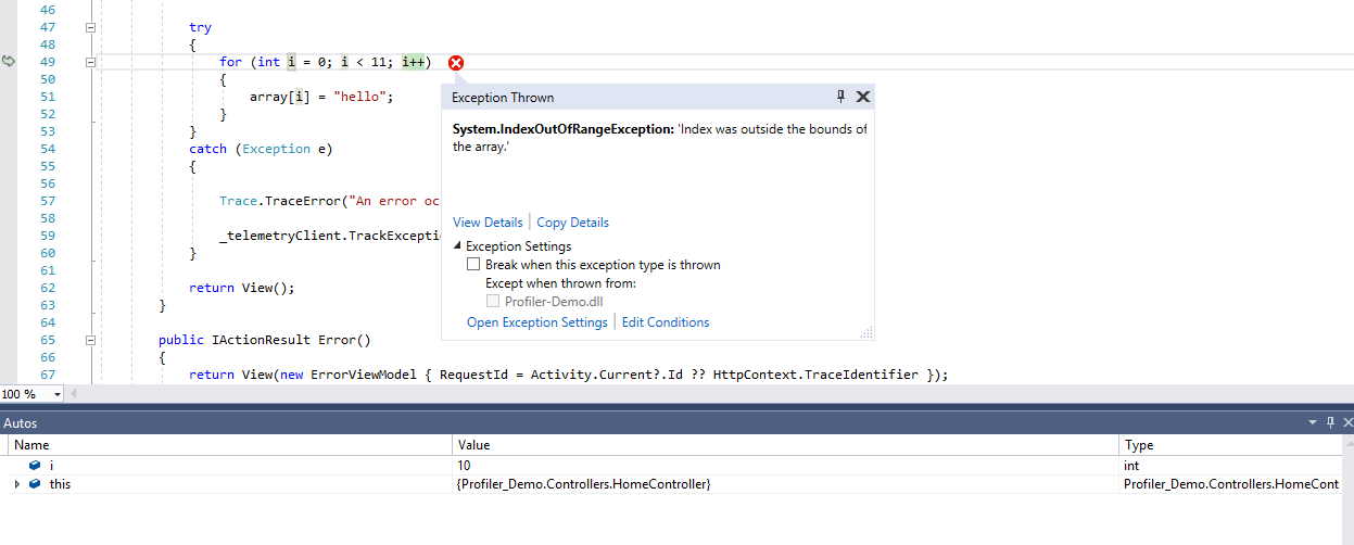 Debug in Visual Studio