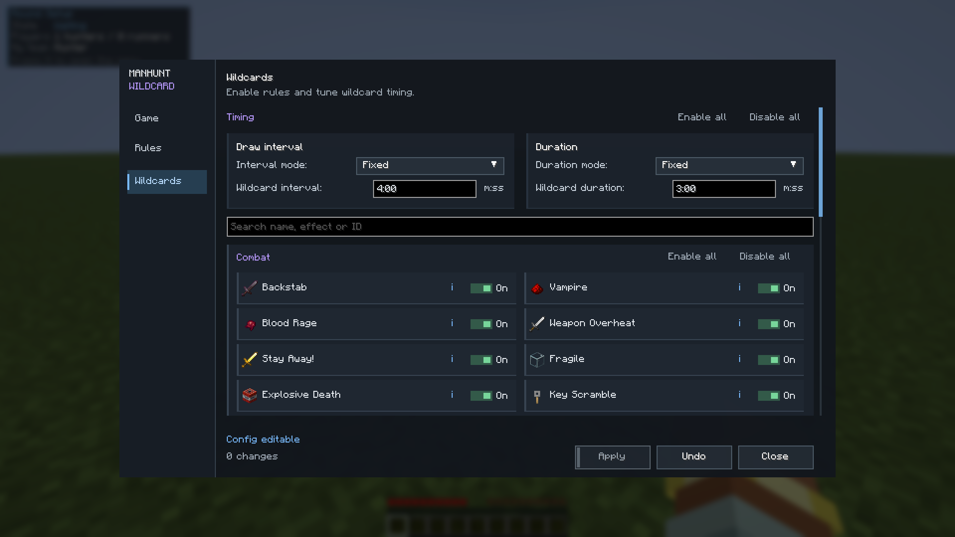 Wildcard menu