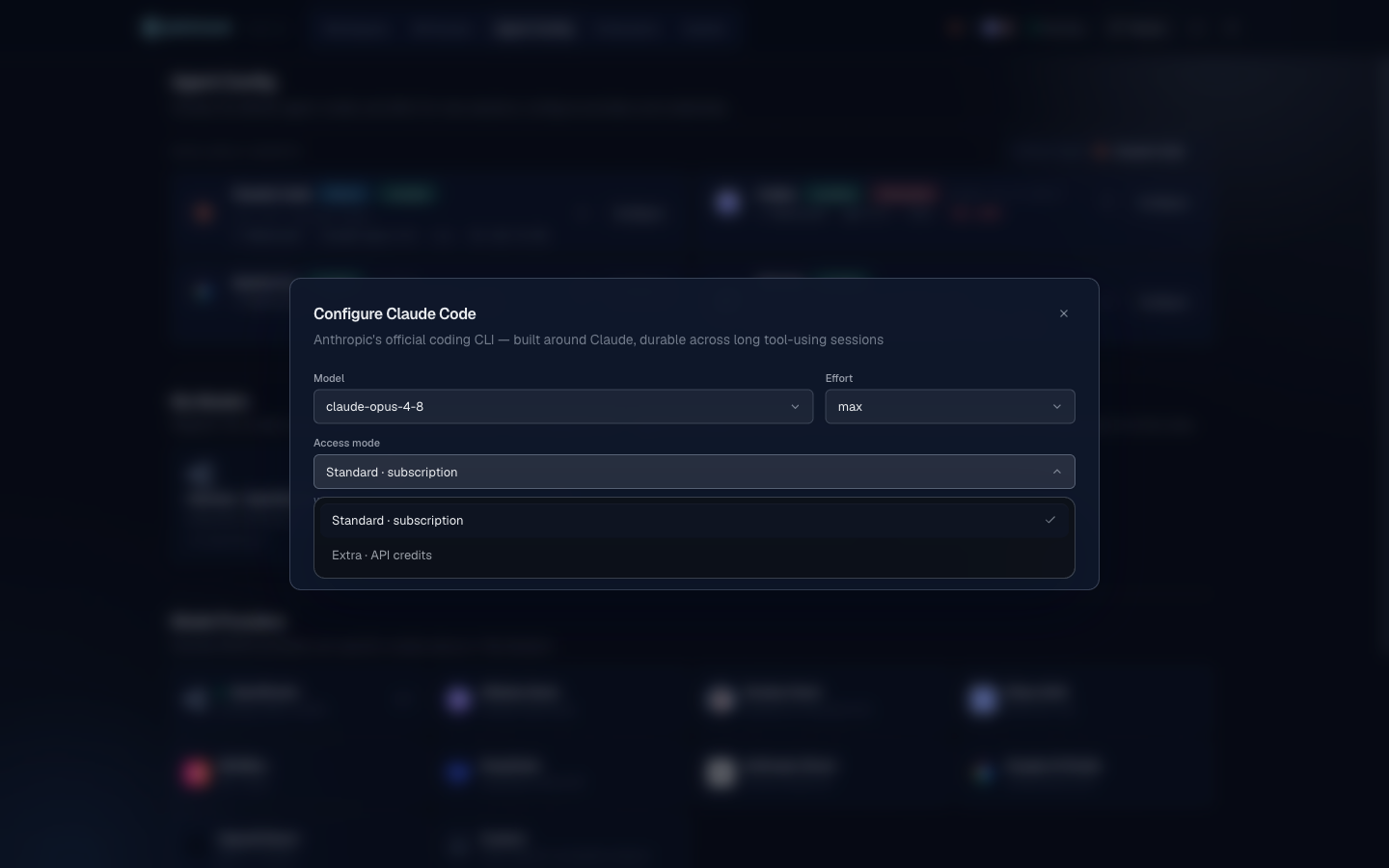 Standard / Extra access mode toggle