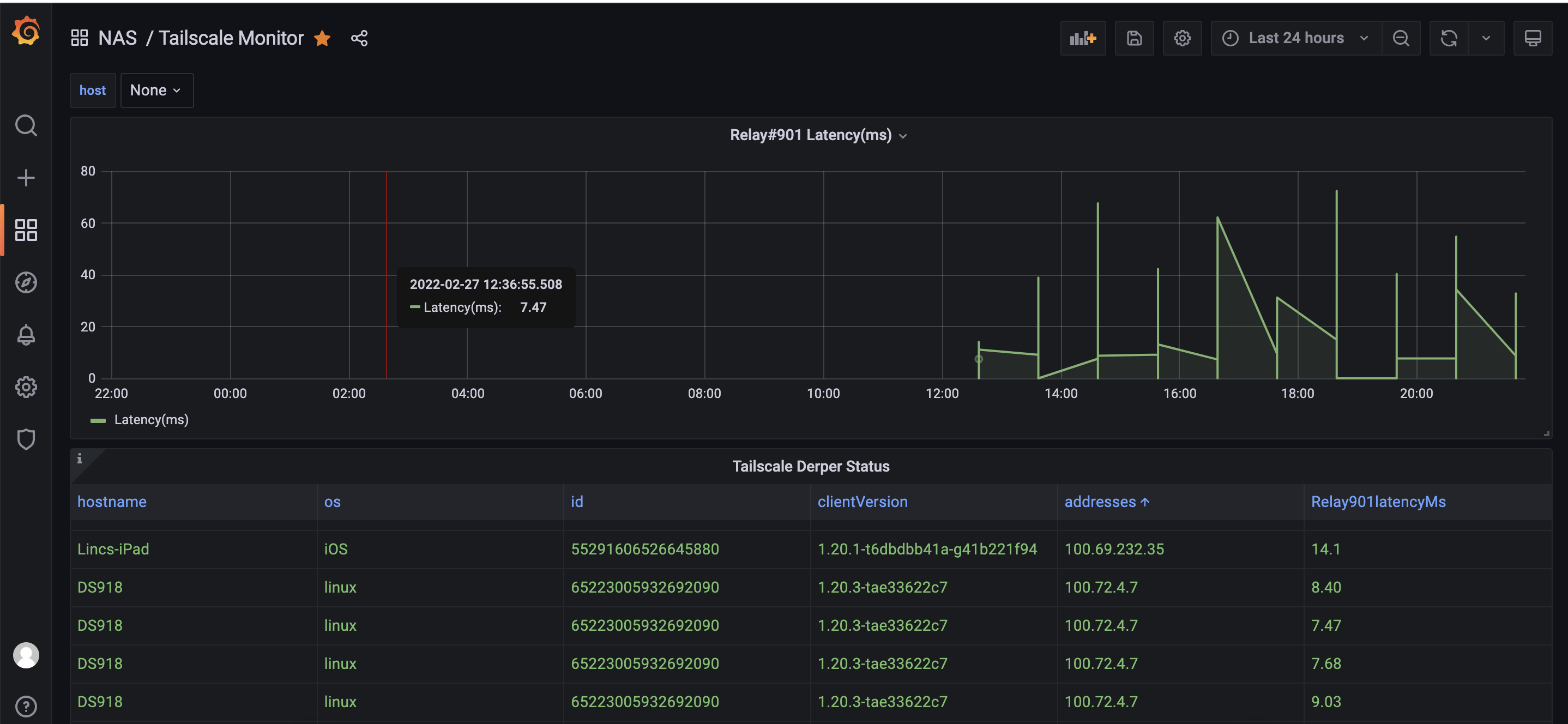 Grafana Docker InfluxDB Tailscale 