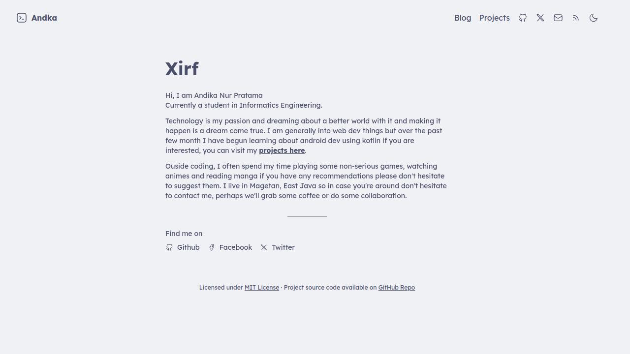 XIRF - Personal Blog & Portfolio