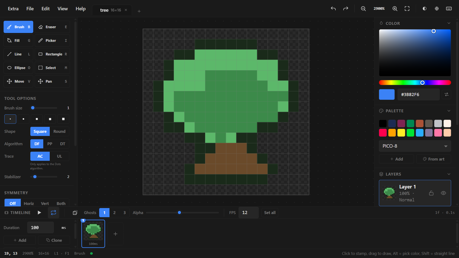 Fossprite editor screenshot (dark)