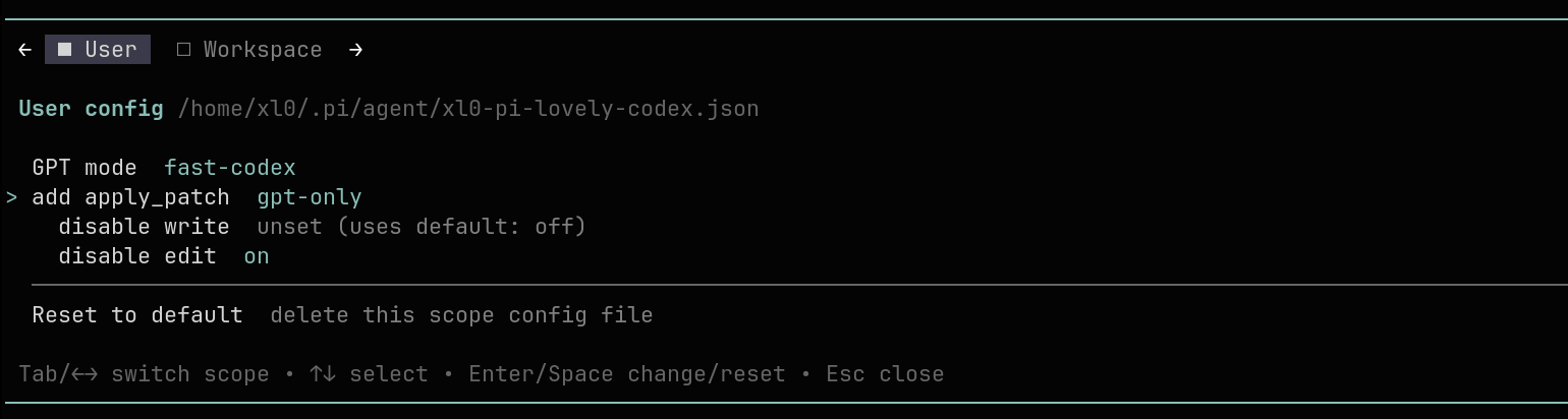 Lovely codex settings