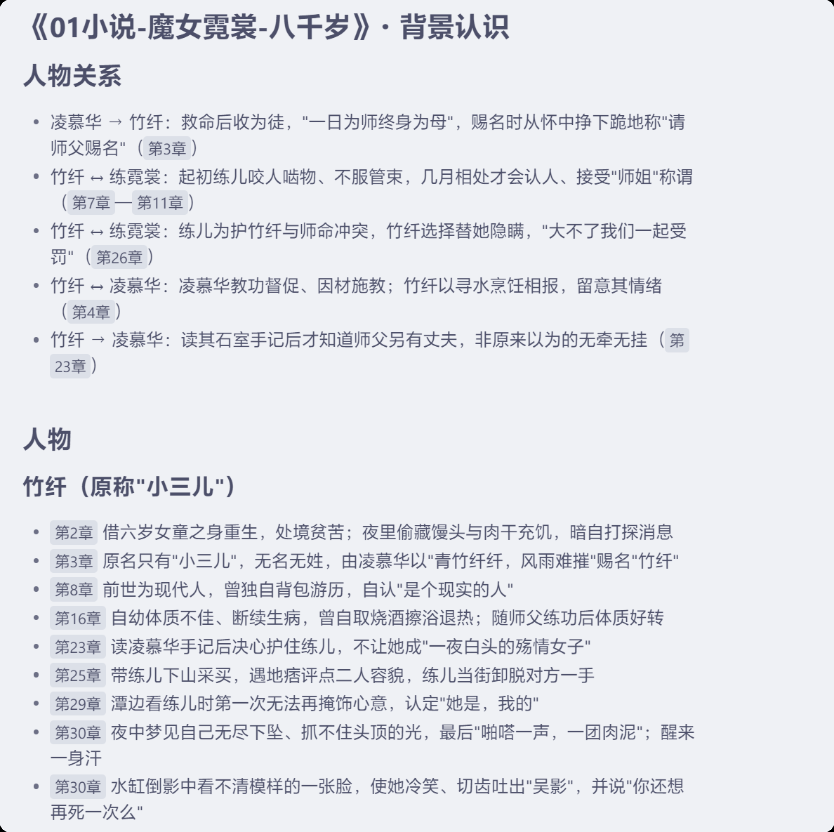 导出到 Obsidian 的背景认识：人物关系与人物条目，每条都带章号