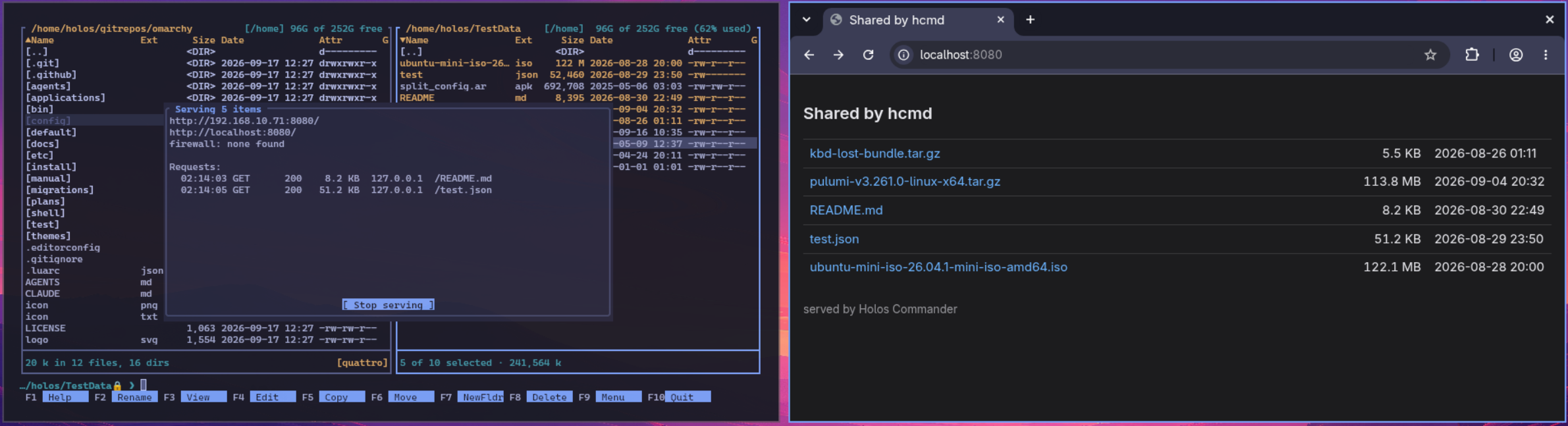 Remote connection dialog with quick connect and saved hosts