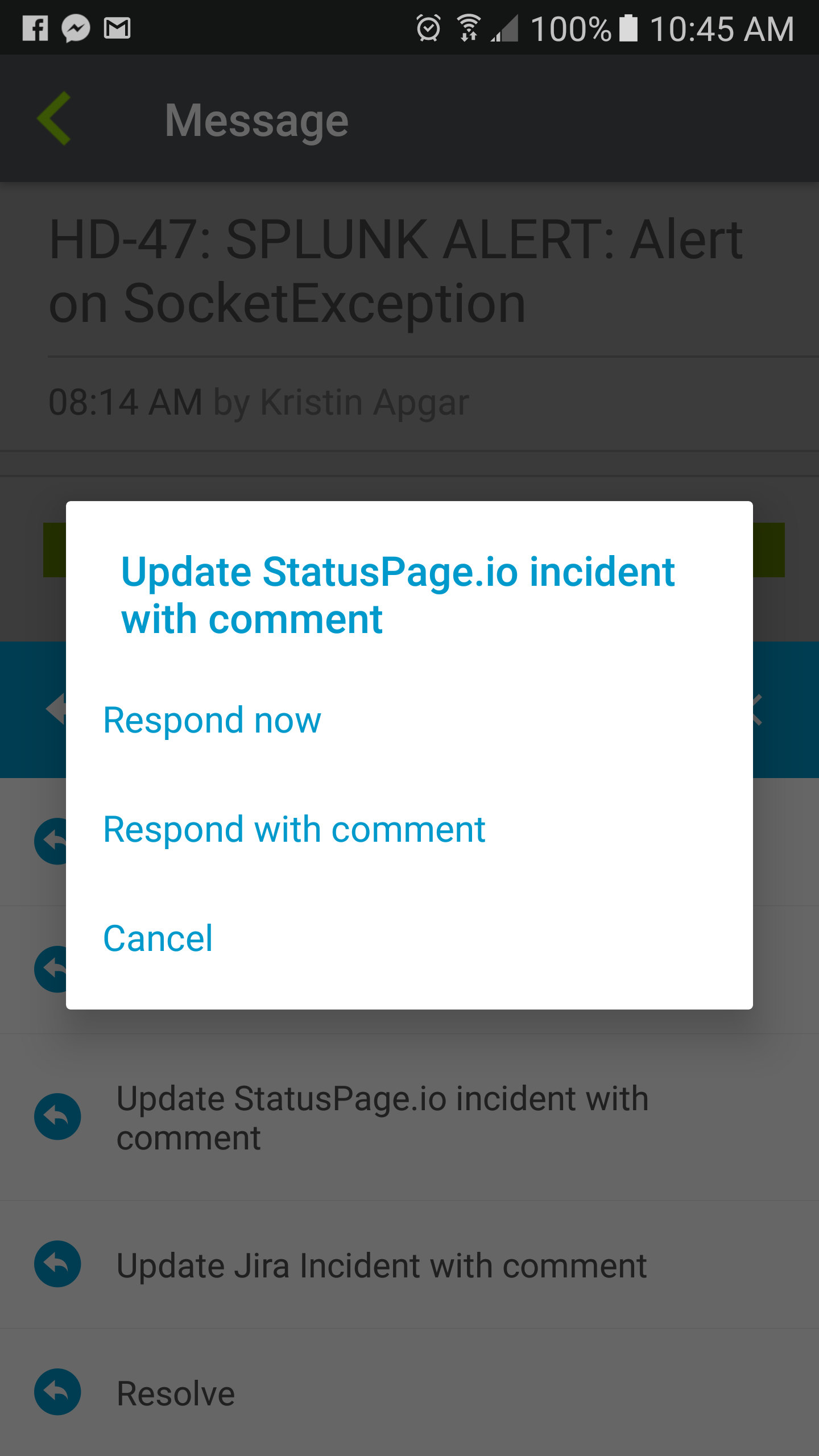 Response Dialog