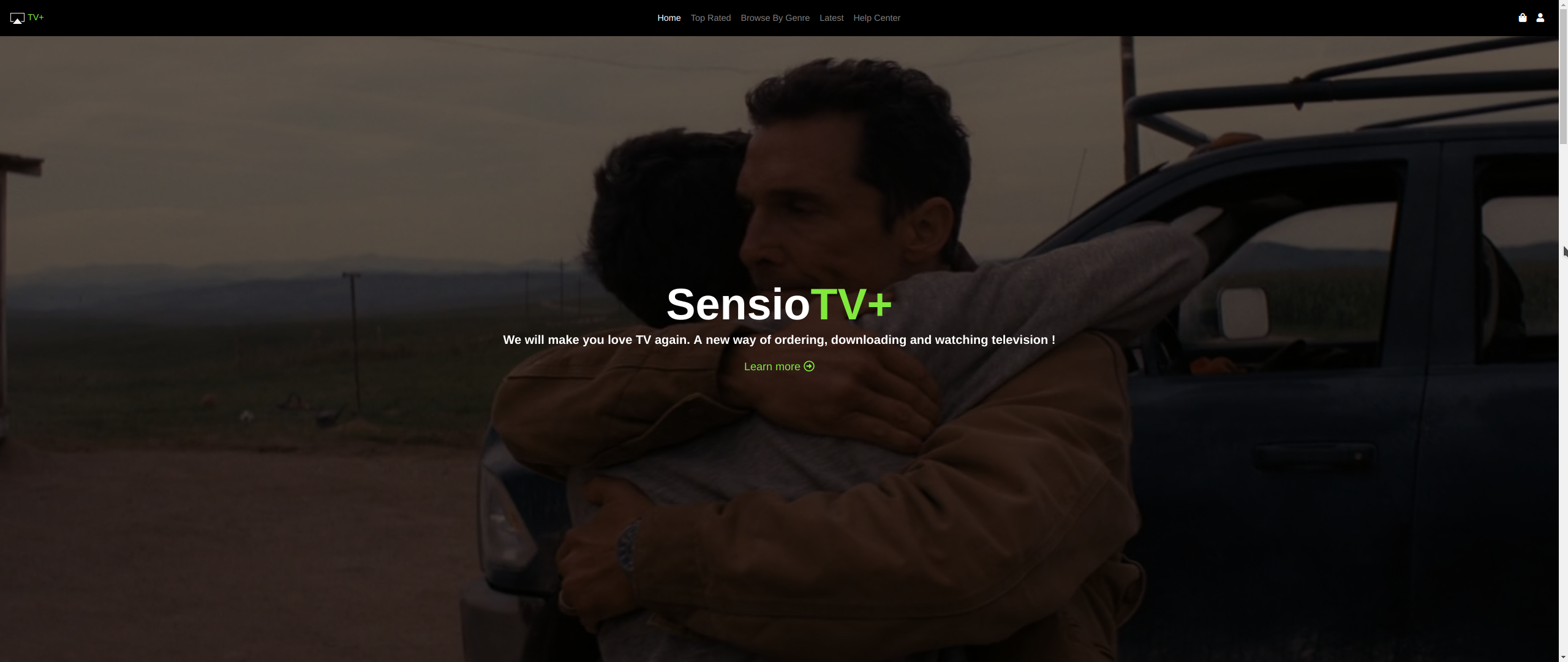 Home page from SensioTV+ application