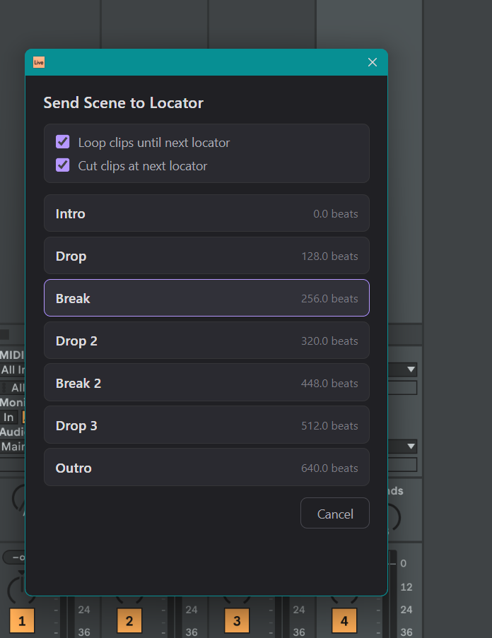 Locator picker with loop/cut options