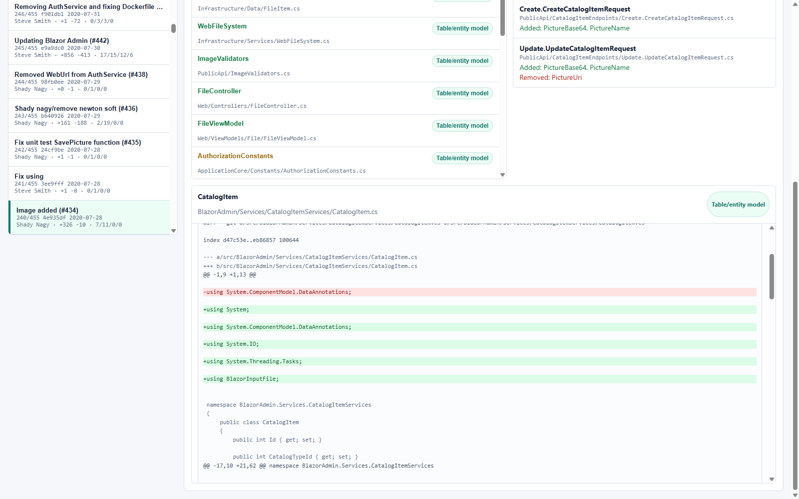 Diff view with add/remove highlighting