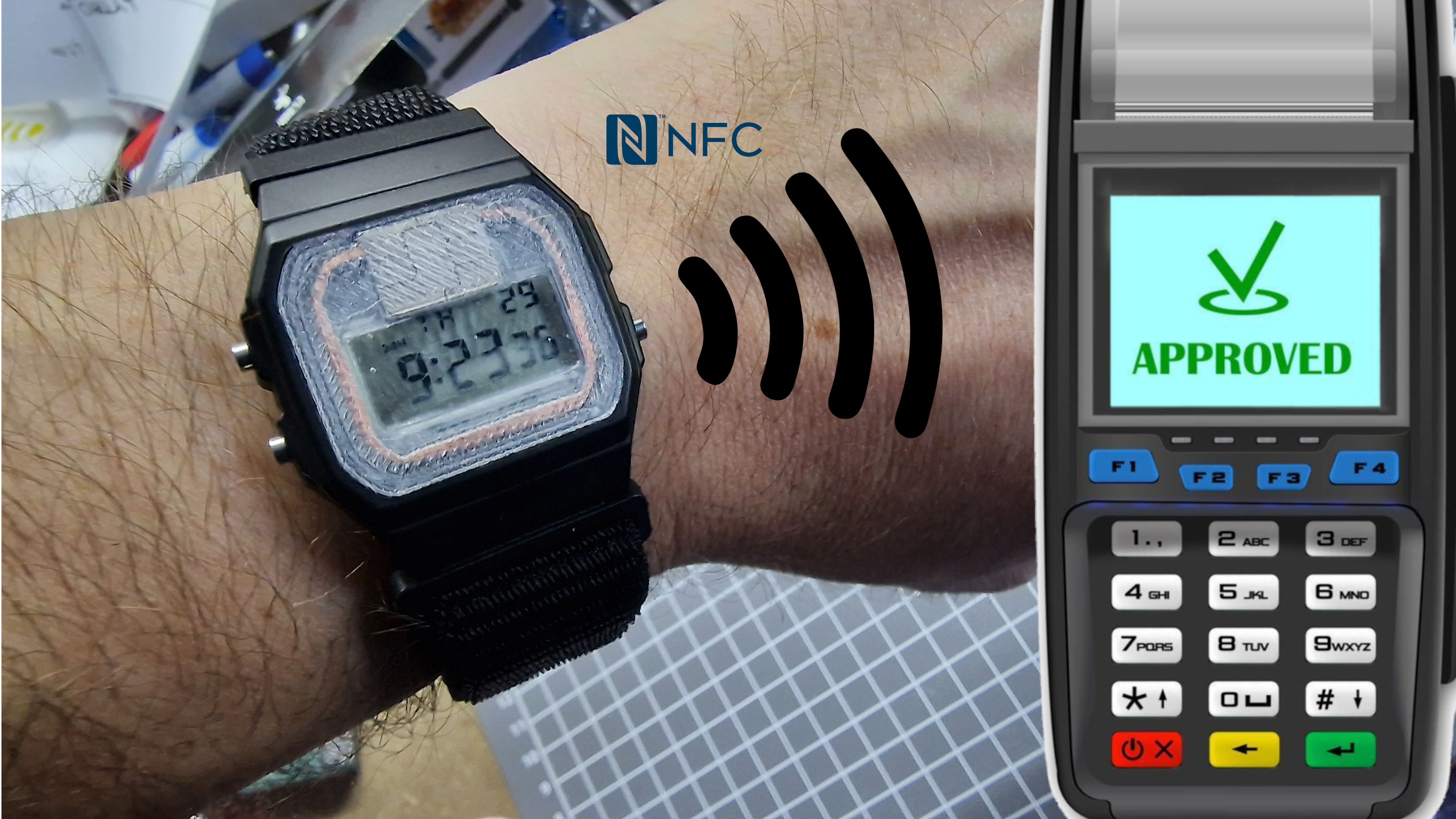 CASIO F-91W + NFC Contactless