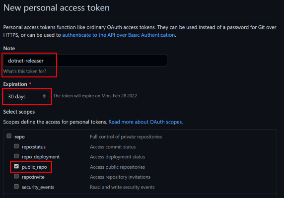 GitHub Setup of Personal access token