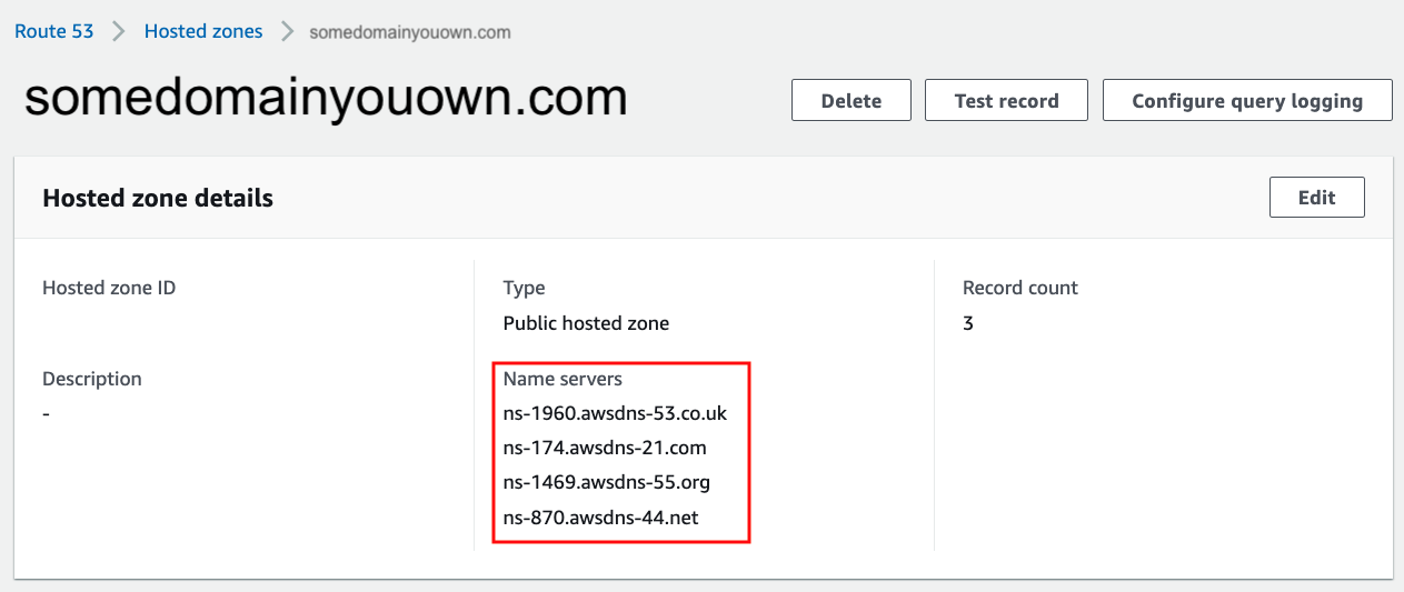 hosted zone nameservers