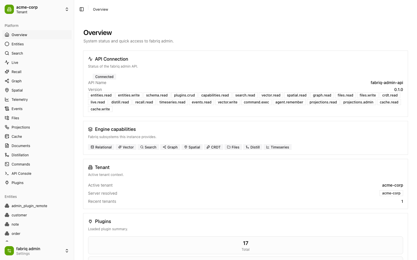Fabriq Admin — Overview