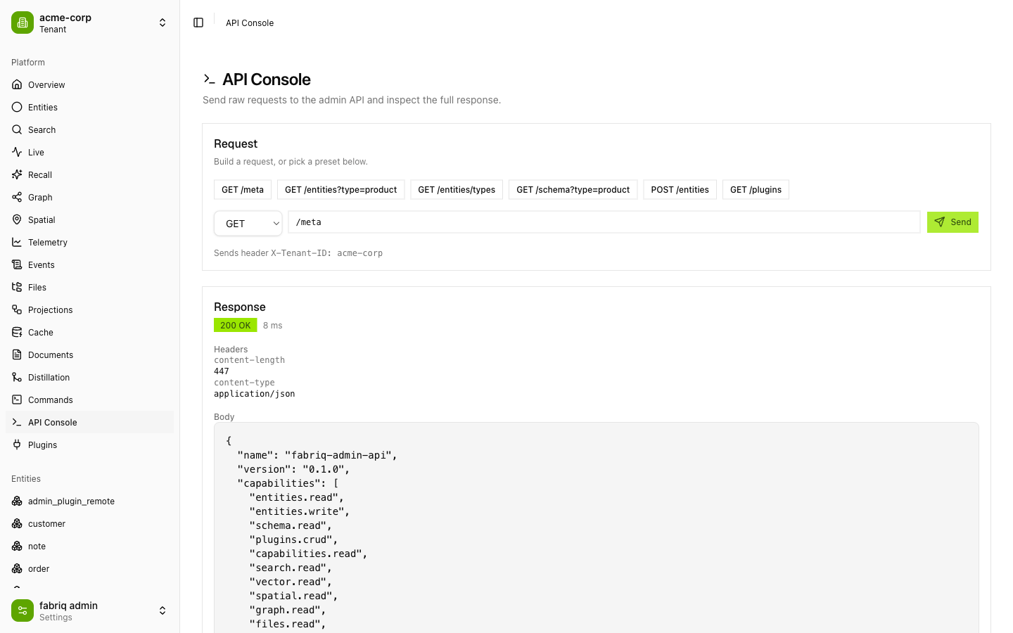 API Console