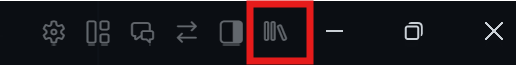 Prompt pocket library icon highlighted in the upper-right title bar