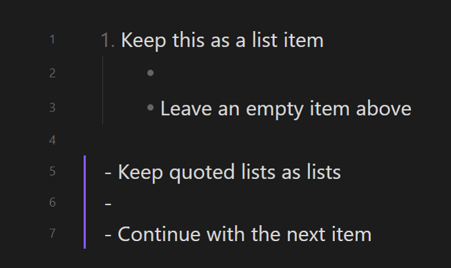 Empty list markers made explicit by adding a trailing space