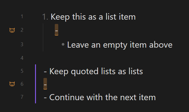 Ambiguous empty list markers highlighted by Gremlins