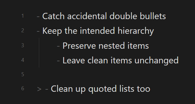 Duplicate markers removed while preserving list content