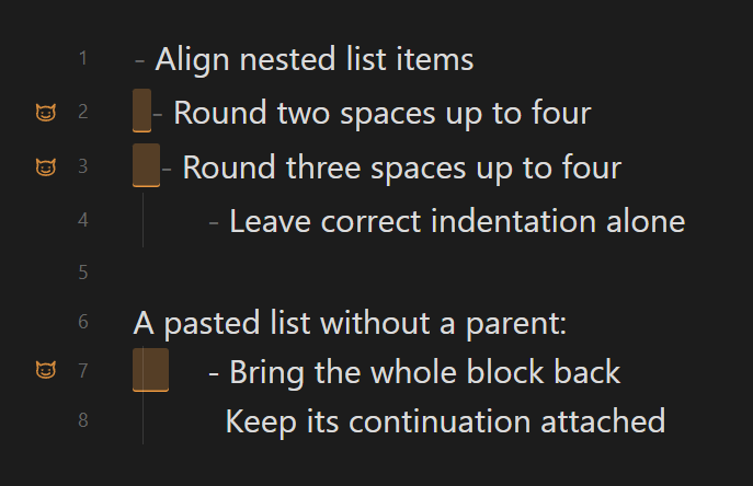 Misaligned child items and an orphaned list block highlighted by Gremlins