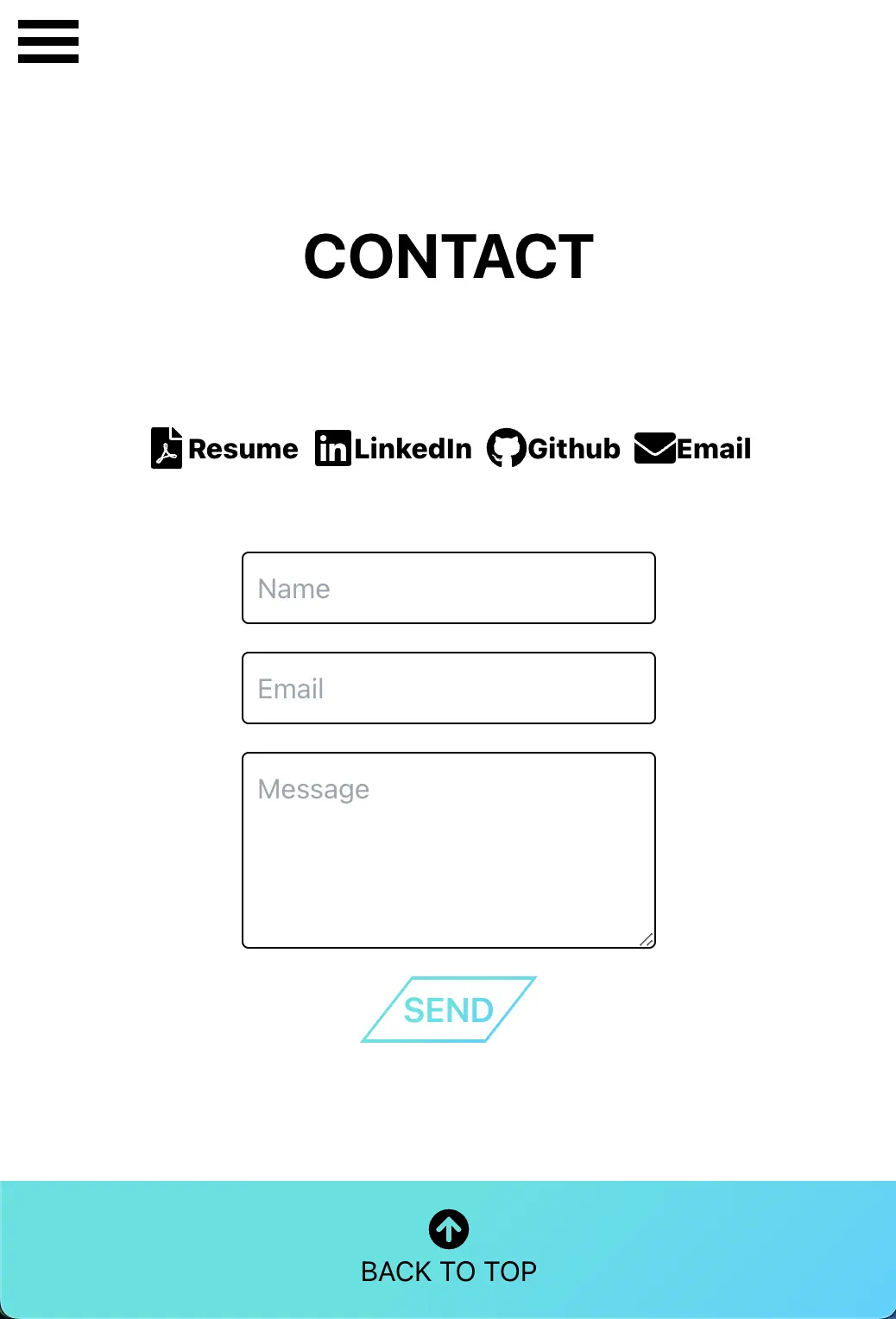 contact section mobile view