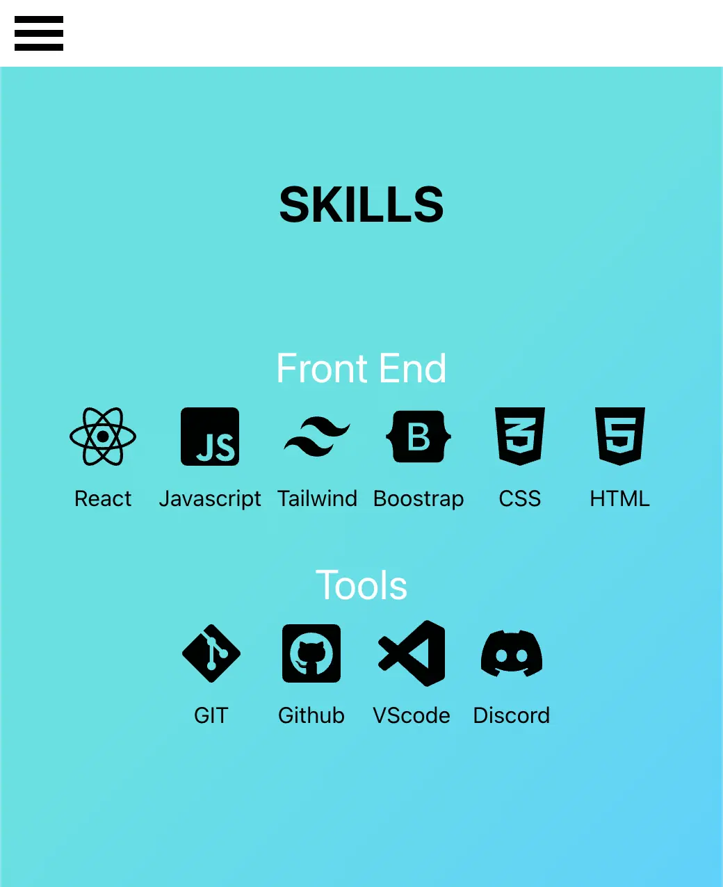 skills section mobile view