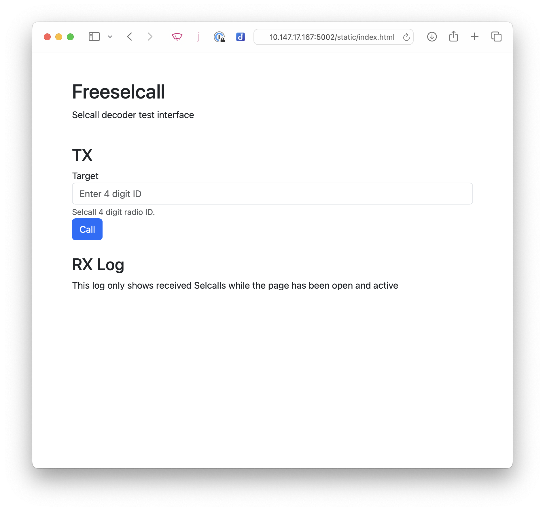 Freeselcall web interface