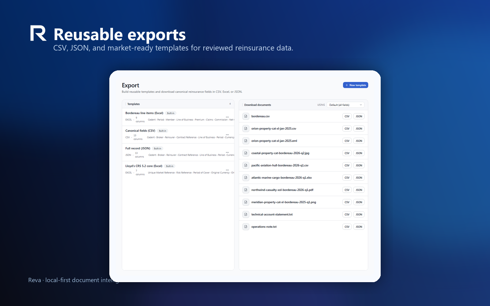 Reva export marketing screenshot